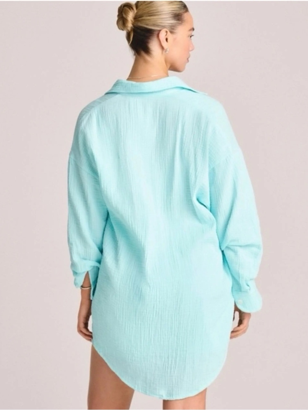 Vitamin A Playa Aqua Oversized Gauze Beach Coverup Shirt Large NWT - Picture 7 of 14